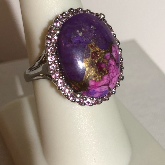 Purple Turquoise & Pink Tourmaline Ring 9.40 ctw - Picture 2 of 4